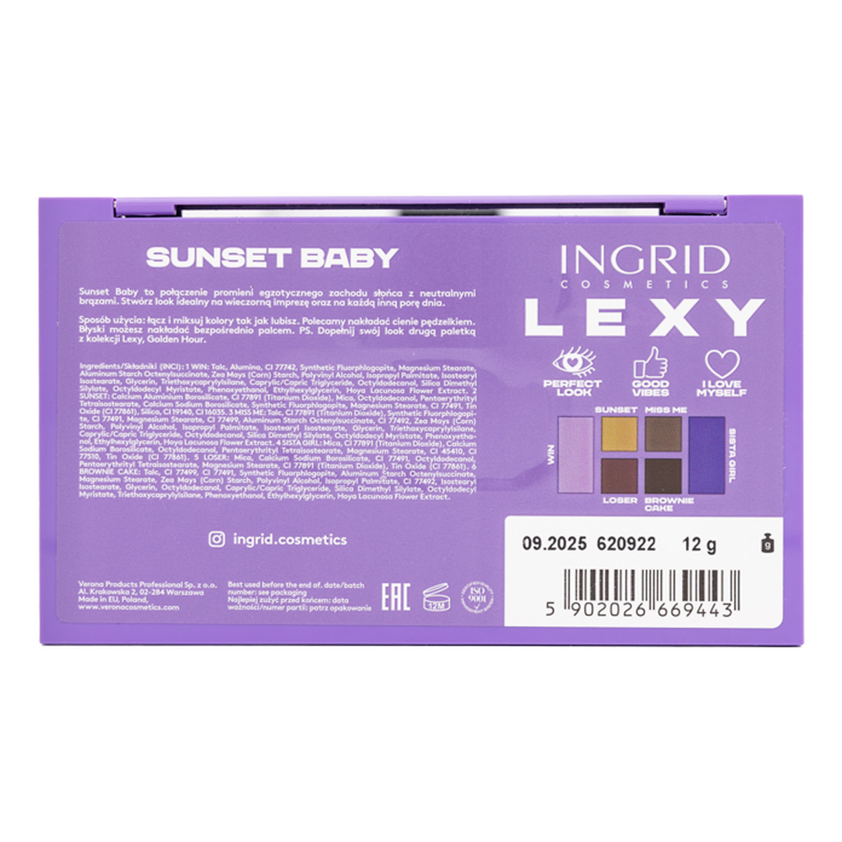 Ingrid Lexy Sunset Baby paleta cieni do powiek 12g