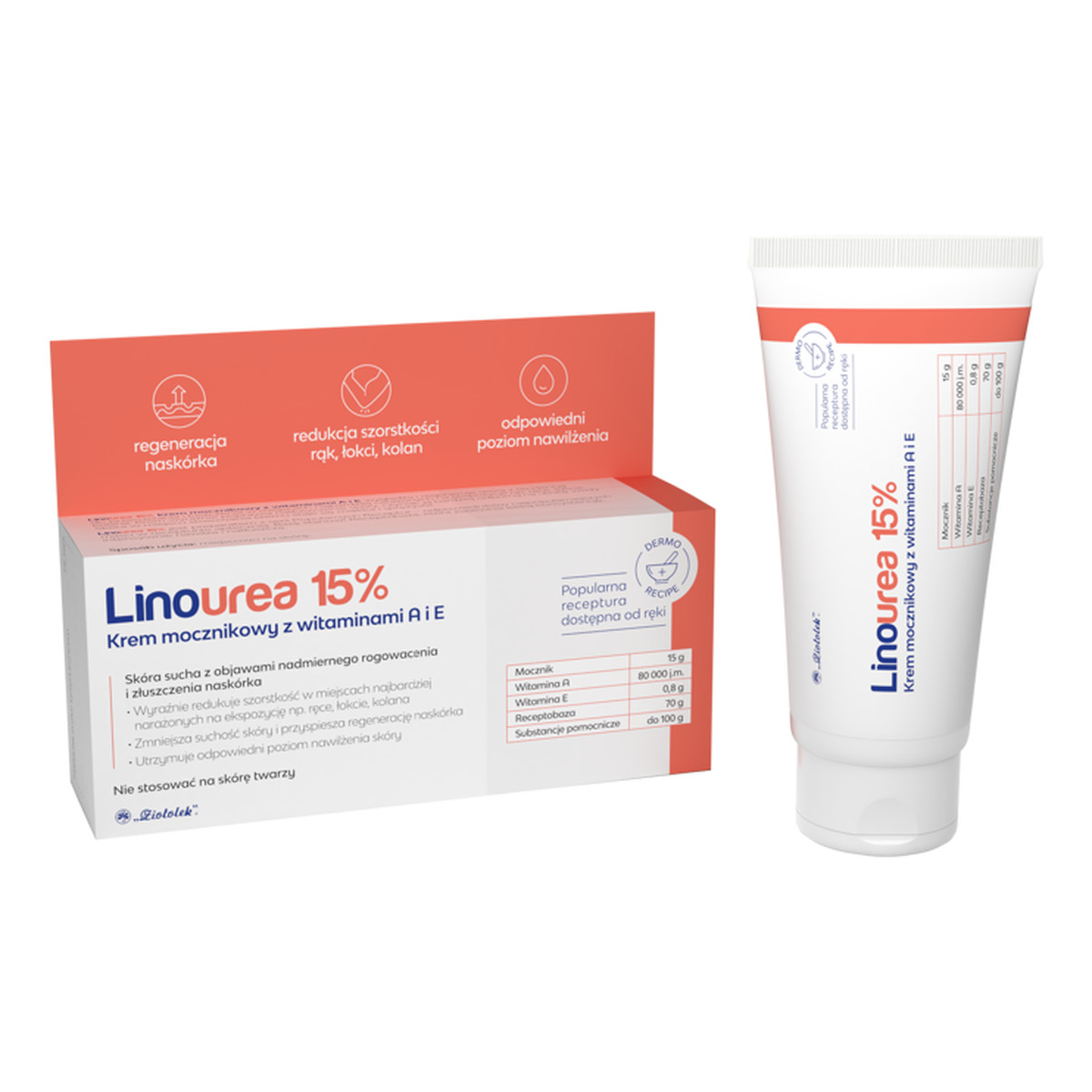 Ziołolek LinoUrea Krem mocznikowy z witaminami A i E 15% 50g