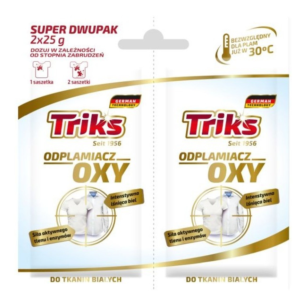 Triks Oxy odplamiacz do tkanin białych w proszku 2x25g 50g
