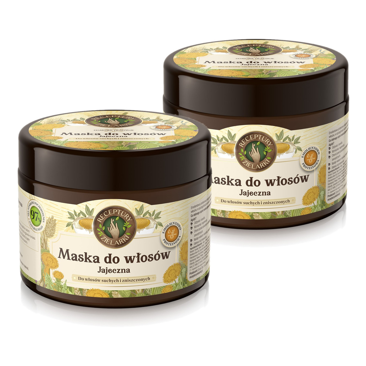 Receptury Zielarki Domowe Tradycje Maska jajeczna do włosów suchych i zniszczonych 2x300ml