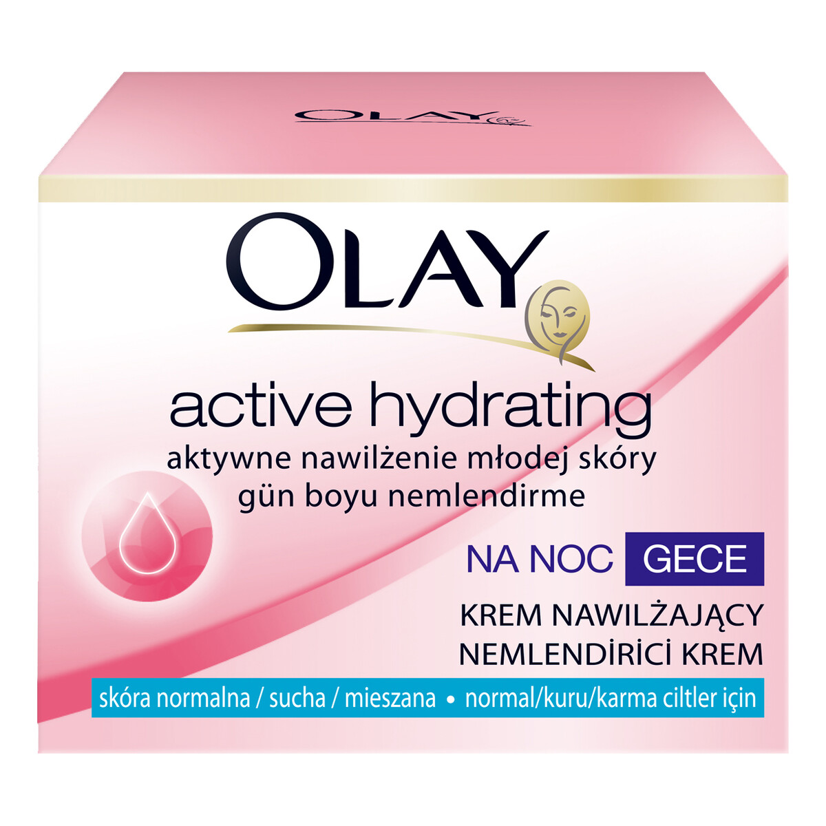 Olay Active Hydrating Krem Aktywnie Nawilżający Do Twarzy Na Noc Skóra Sucha, Normalna i Mieszana 50ml