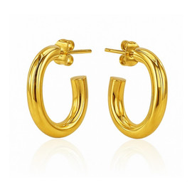 Kolczyki ze stali szlachetnej pozłacane 14k złotem, owalne KST3459