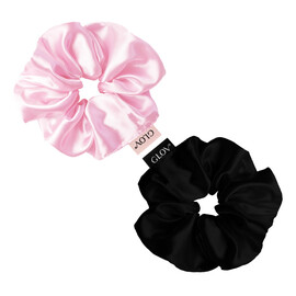 Satin scrunchies satynowe gumki do włosów s pink/black 2szt