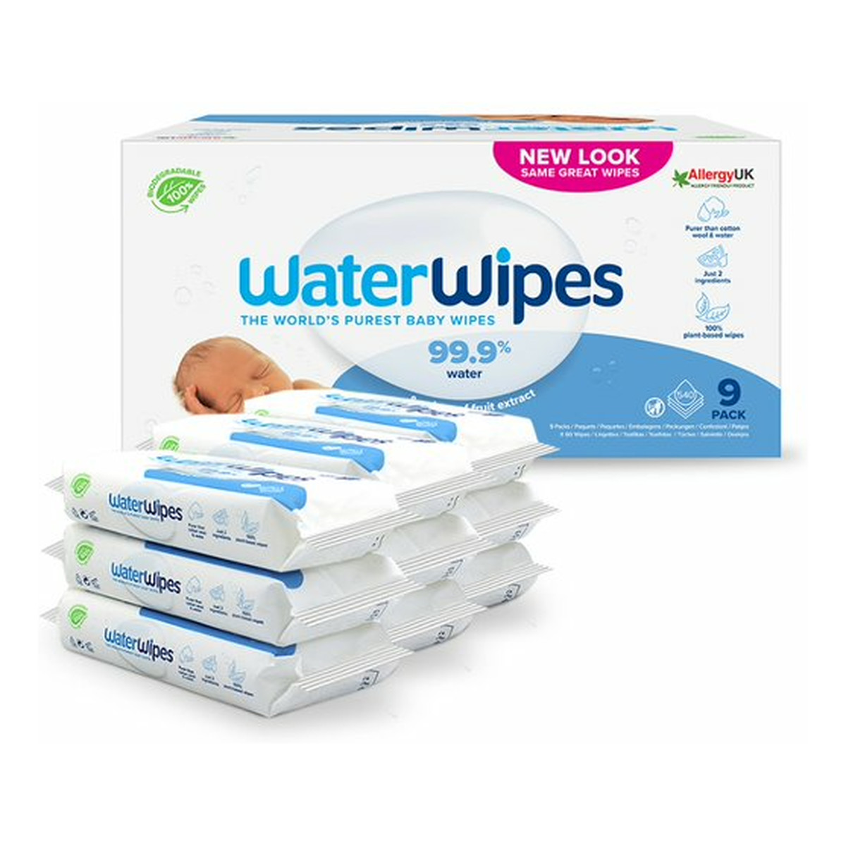 WaterWipes Chusteczki nawilżane dla dzieci BIO 99,9% wody i kropla ekstraktu owocowego 60 szt x 9 (540szt)