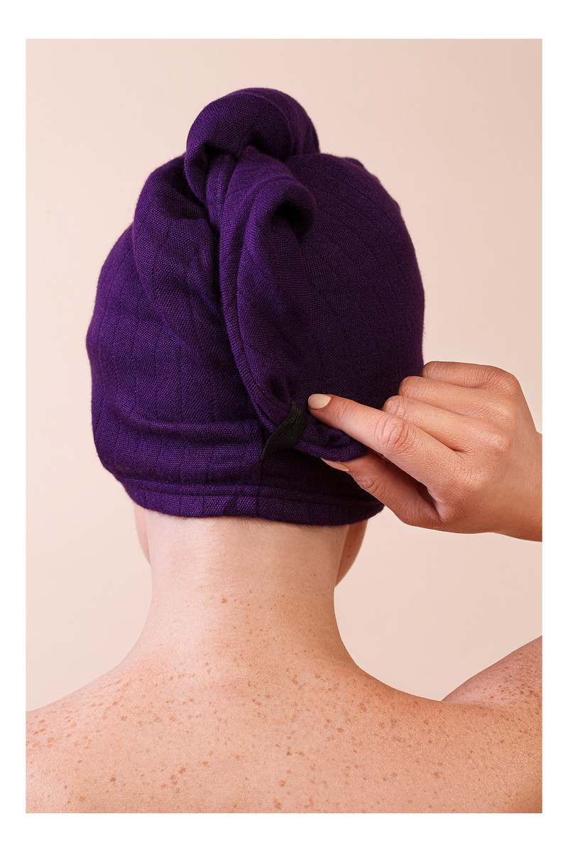 Turban do włosów fioletowy