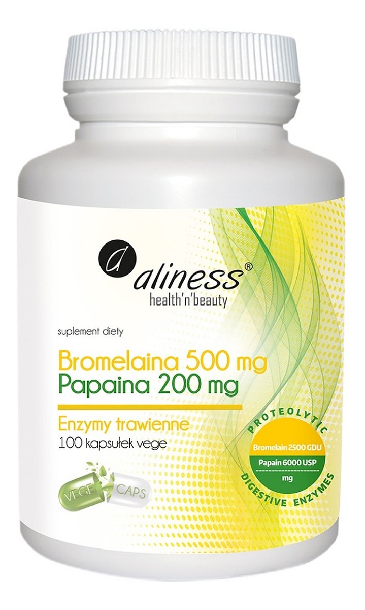 Bromelaina 500 mg/papina 200mg suplement diety 100 kapsułek