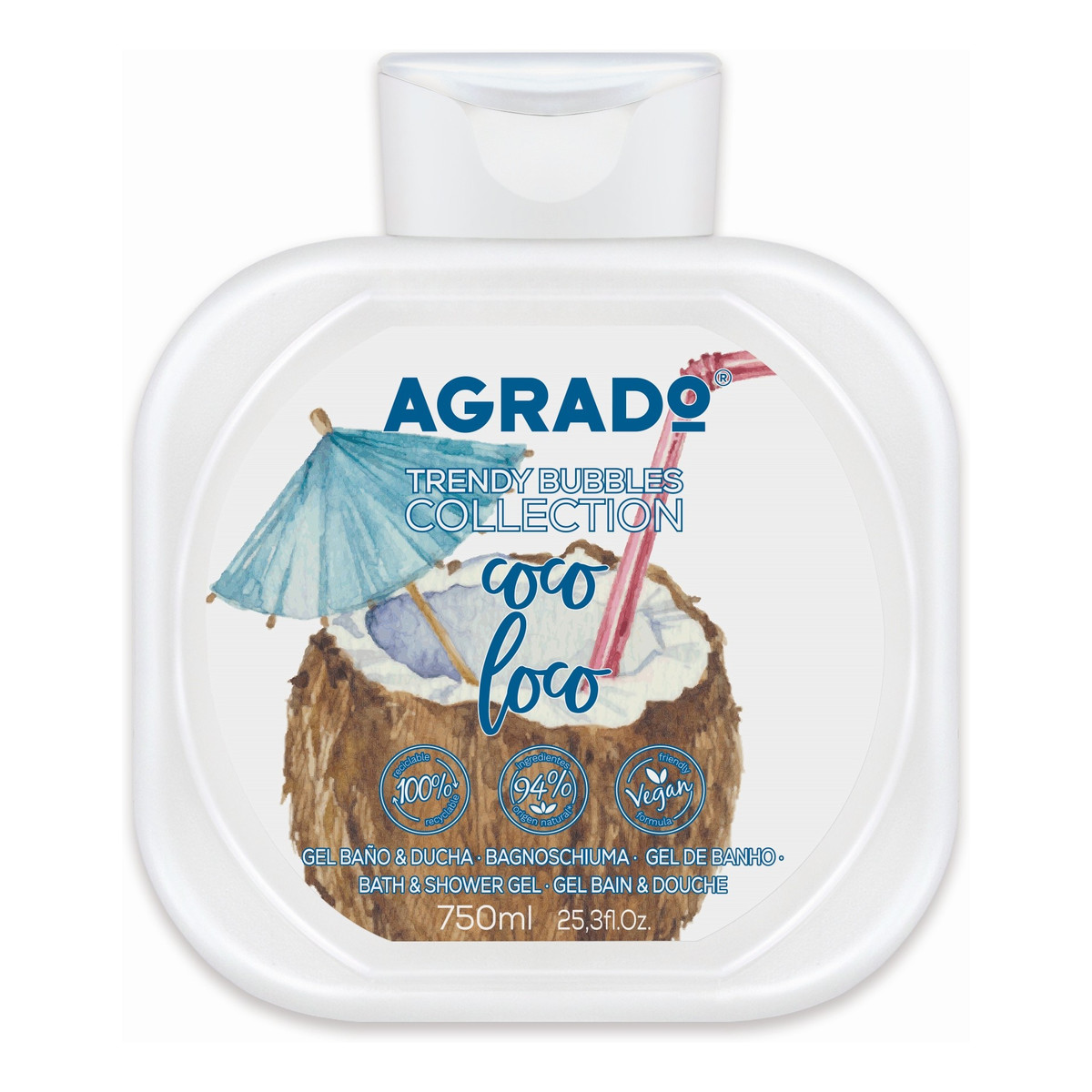 Agrado Żel pod prysznic i do kąpieli Coco Loco 750ml