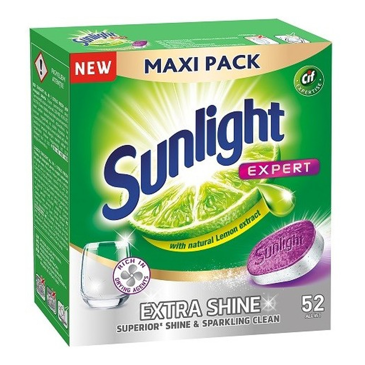 Sunlight Expert Extra Shine tabletki do mycia naczyń w zmywarkach 52szt