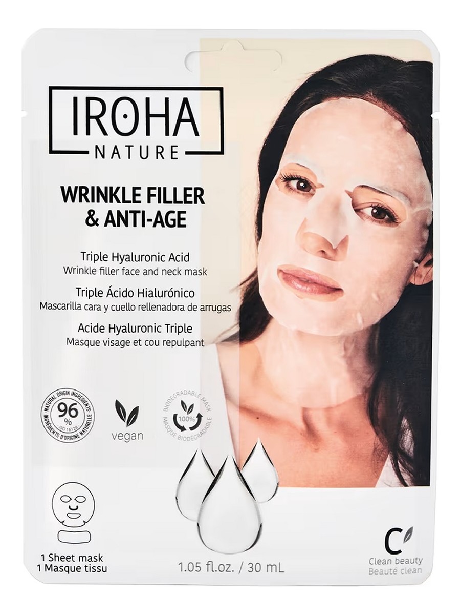 Wrinkle filler & anti-age tissue face & neck mask przeciwzmarszczkowa maska w płachcie na twarz i szyję z kwasem hialuronowym