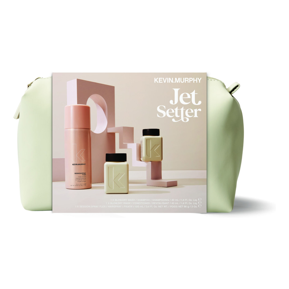 Kevin Murphy Jet Setter Zestaw Szampon 40ml + odżywka 40ml + lakier 100ml + kosmetyczka