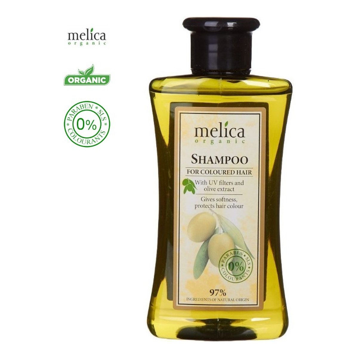 Melica Organic Szampon organiczny do włosów farbowanych z filtrami UV i ekstraktem z oliwek 300ml