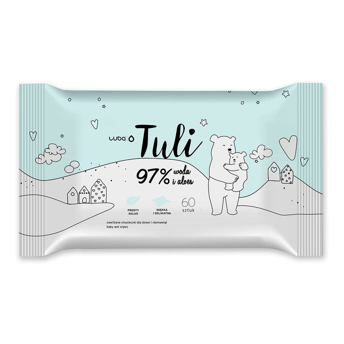 Luba Tuli nawilżane chusteczki dla dzieci i niemowląt 97%Woda i aloes 60szt