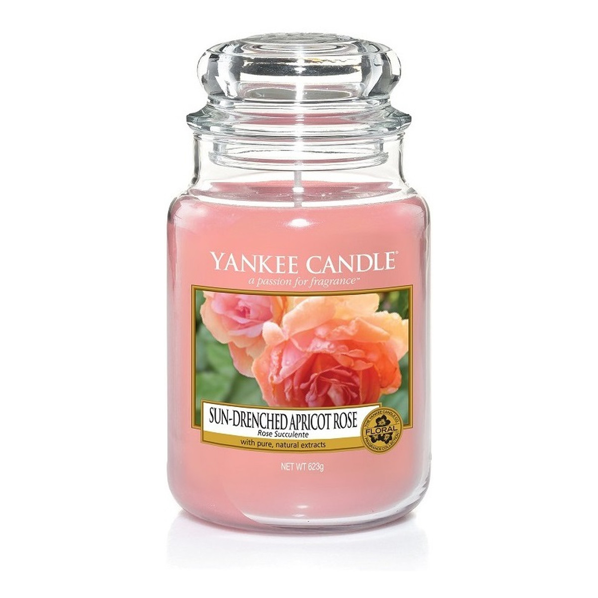 Yankee Candle Świeca zapachowa duży słój sun-drenched apricot rose 623g