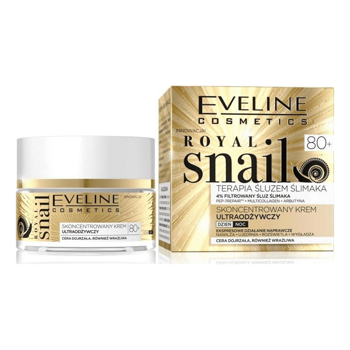 Eveline Royal Snail Skoncentrowany krem ultraodżywczy na dzień i na noc 80+ 50ml