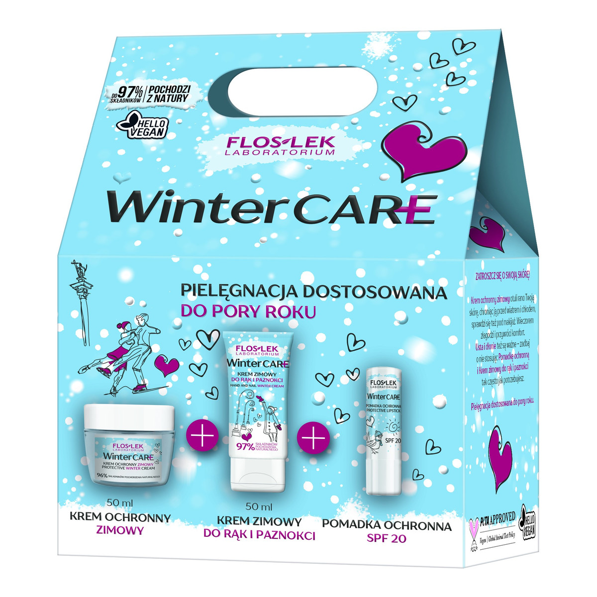 FlosLek Winter Care Zestaw prezentowy (krem ochronny +krem do rąk +pomadka SPF20)