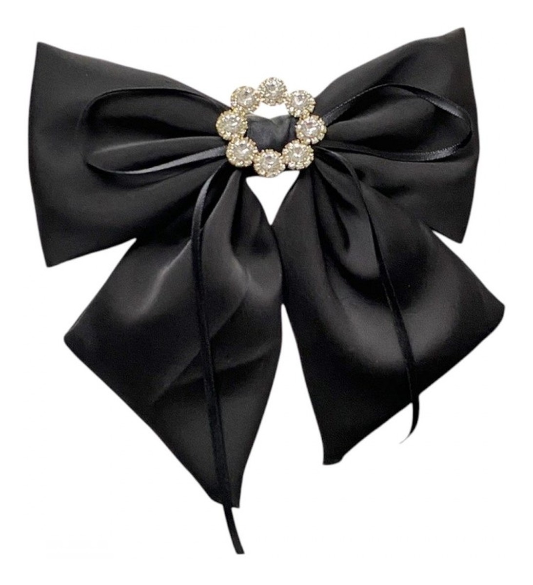 Spinka do włosów kokarda z diamencikami czarna xl sp441cz