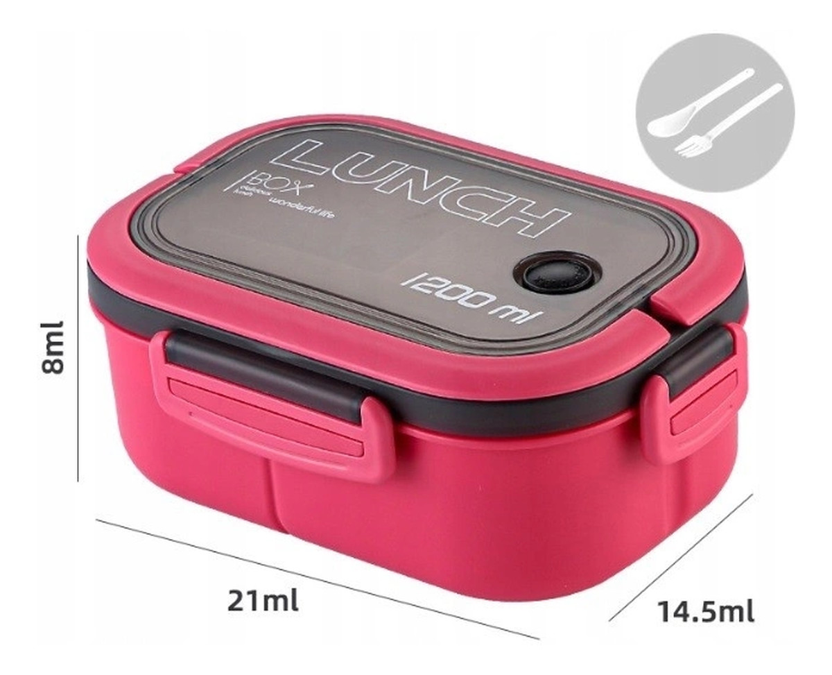 Lunch Box Śniadaniówka Ze Sztućcami Fuksja PJM44F