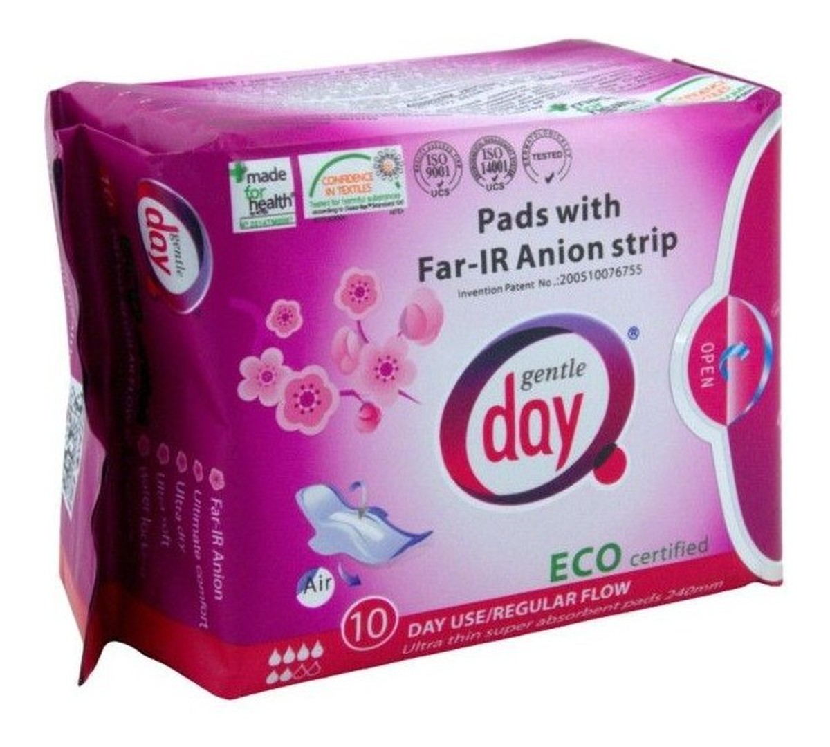 Pads With Far-IR Anion Strip podpaski higieniczne na dzień z paskiem anionowym eco 10szt
