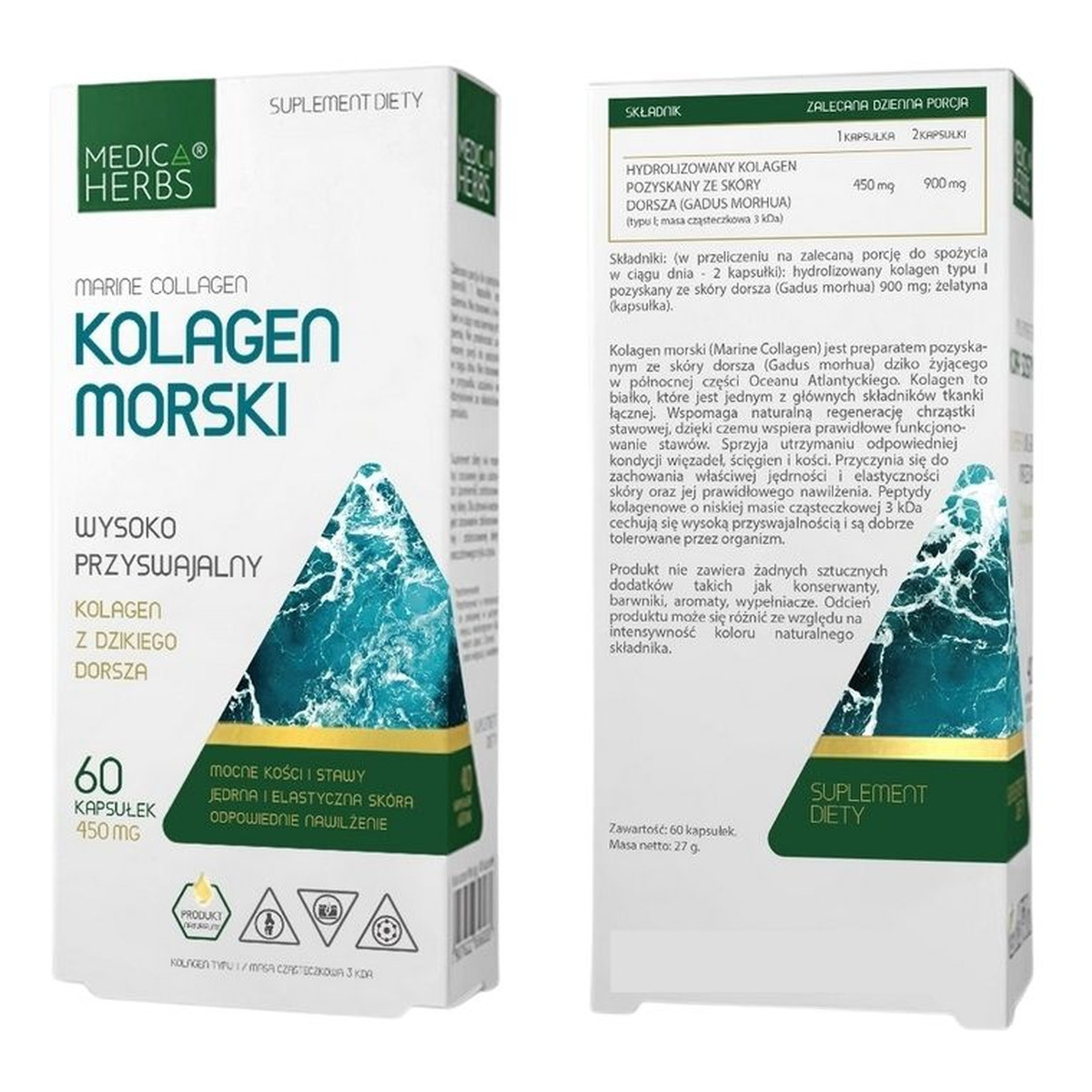 Medica Herbs Kolagen Morski suplement diety 60 kapsułek 450mg