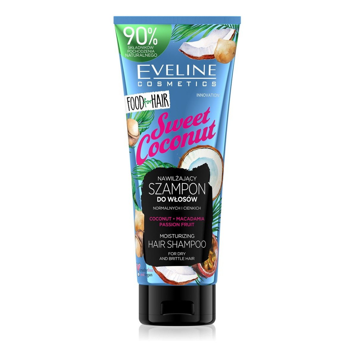Eveline Food For Hair Sweet Coconut Szampon do włosów normalnych i cienkich nawilżenie i połysk 250ml