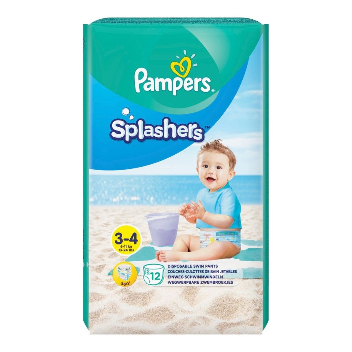 Pampers SPLASHERS Pieluchomajtki PIELUSZKI DO PŁYWANIA ROZMIAR 3-4 / 6-11kg 12SZT
