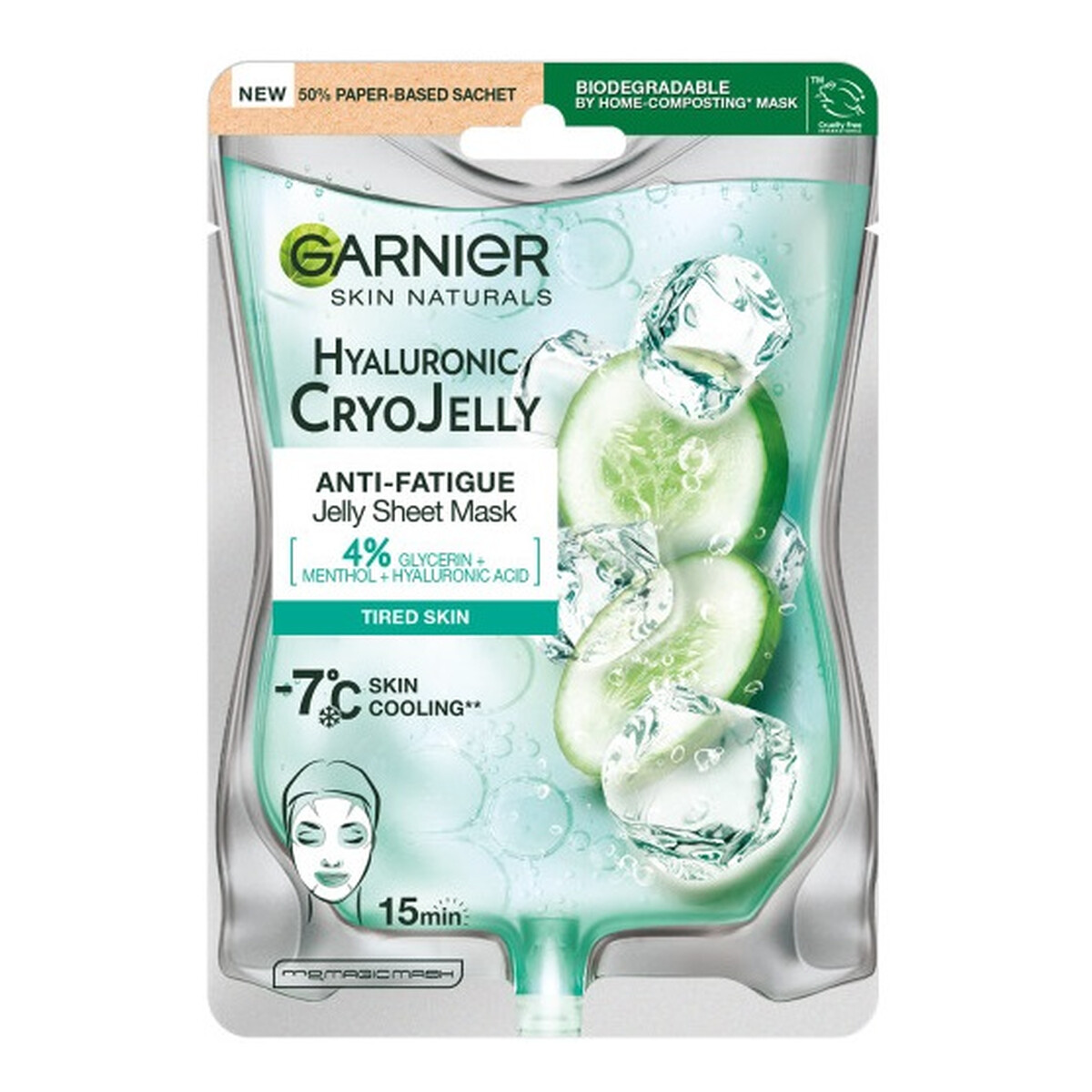Garnier Hyaluronic Cryo Jelly nawilżająca Żelowa maska na tkaninie 27g