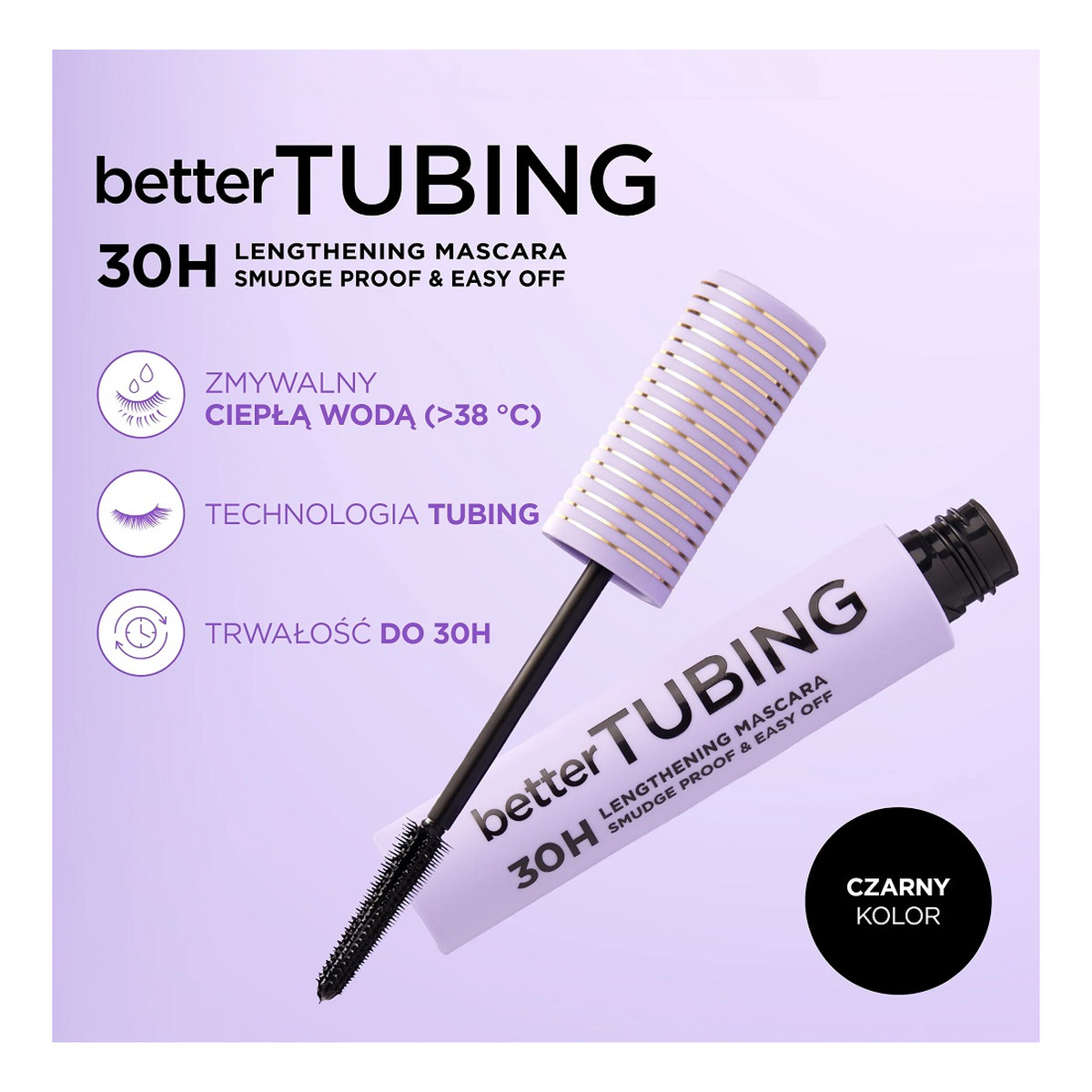 Eveline Better Tubing 30H wydłużający tusz do rzęs Czarny 7ml