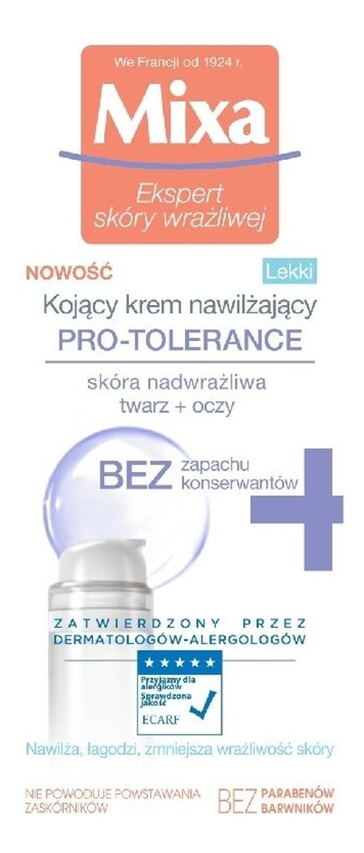 lekki kojący krem nawilżający do skóry nadwrażliwej