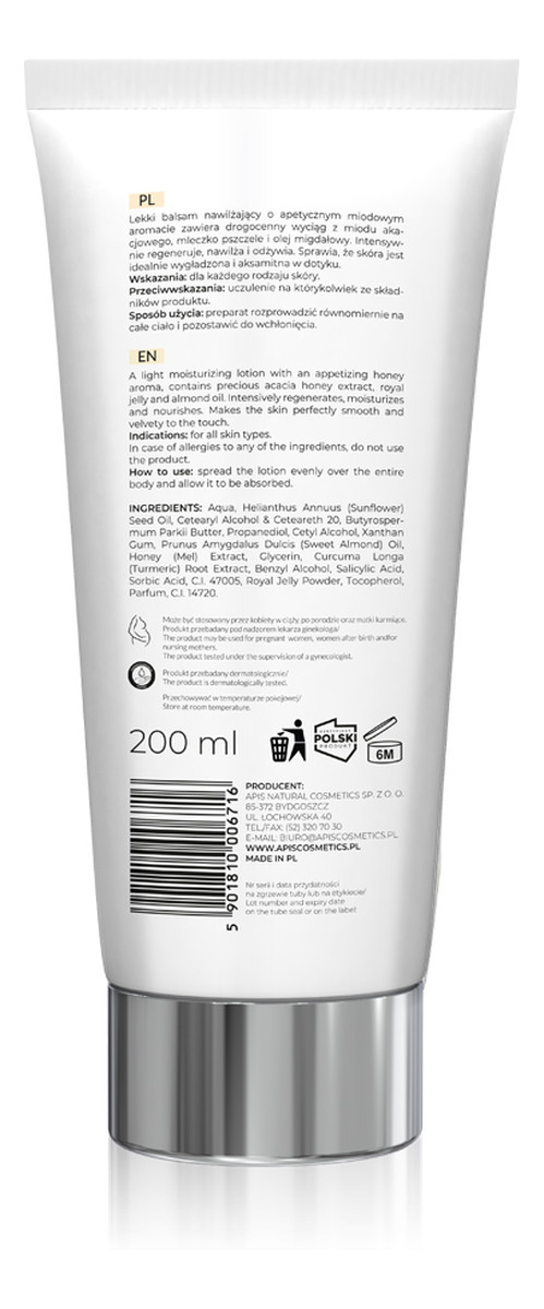 miodowy nektar do ciała z mleczkiem pszczelim i olejem migdałowym