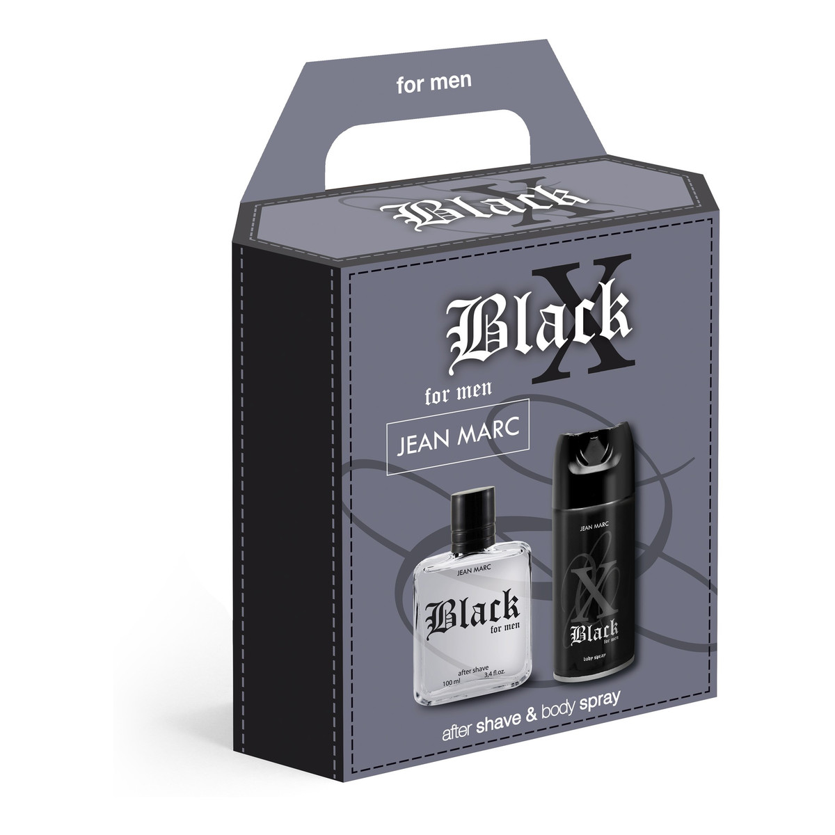 Jean Marc X Black Zestaw prezentowy męski - dezodorant 150 ml + woda po goleniu 100 ml