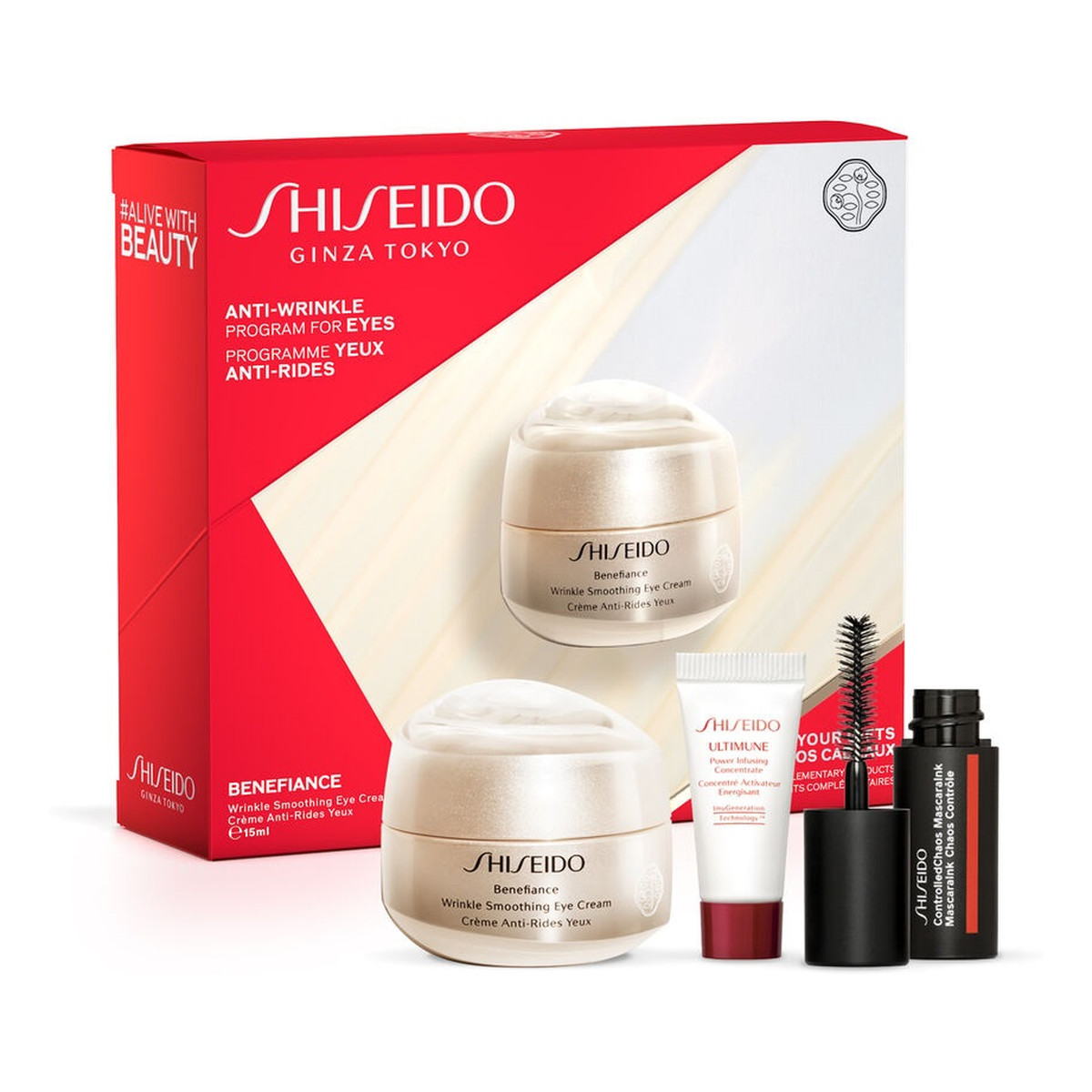 Shiseido Anti-Wrinkle Program For Eyes Zestaw Wrinkle Smoothing Eye Cream + Power Infusing Concentrate + Volume Mascara 01 Black