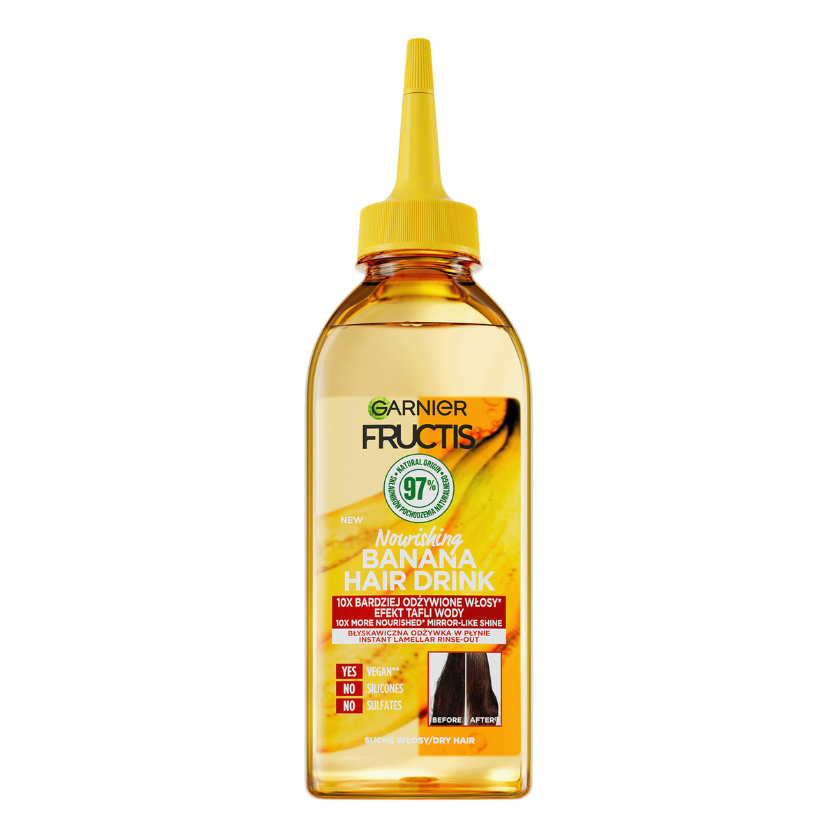 Garnier Fructis Hair Drink Błyskawiczna Lamellarna Odżywka w płynie do włosów suchych - Banana 200ml