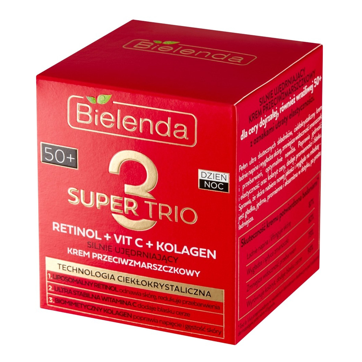 Bielenda Super Trio Silnie Ujędrniający Krem przeciwzmarszczkowy na dzień i noc 50+ 50ml