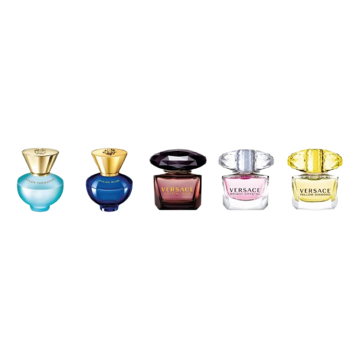 Versace Dylan Blue Pour Femme Miniatures Collection Crystal Noir Woda toaletowa 5ml + dylan turquoise woda toaletowa 5ml + yellow diamond woda toaletowa 5ml + bright crystal woda toaletowa 5ml + woda perfumowana