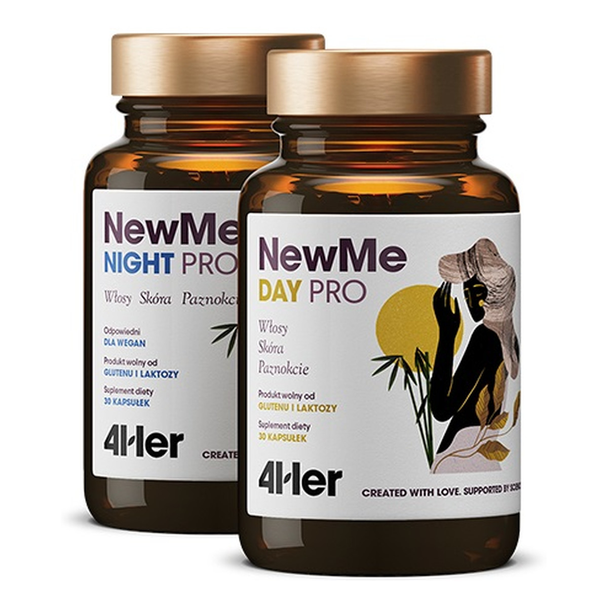 HealthLabs 4her newme pro day+night witaminy i minerały na włosy skórę i paznokcie suplement diety 60 kapsułek