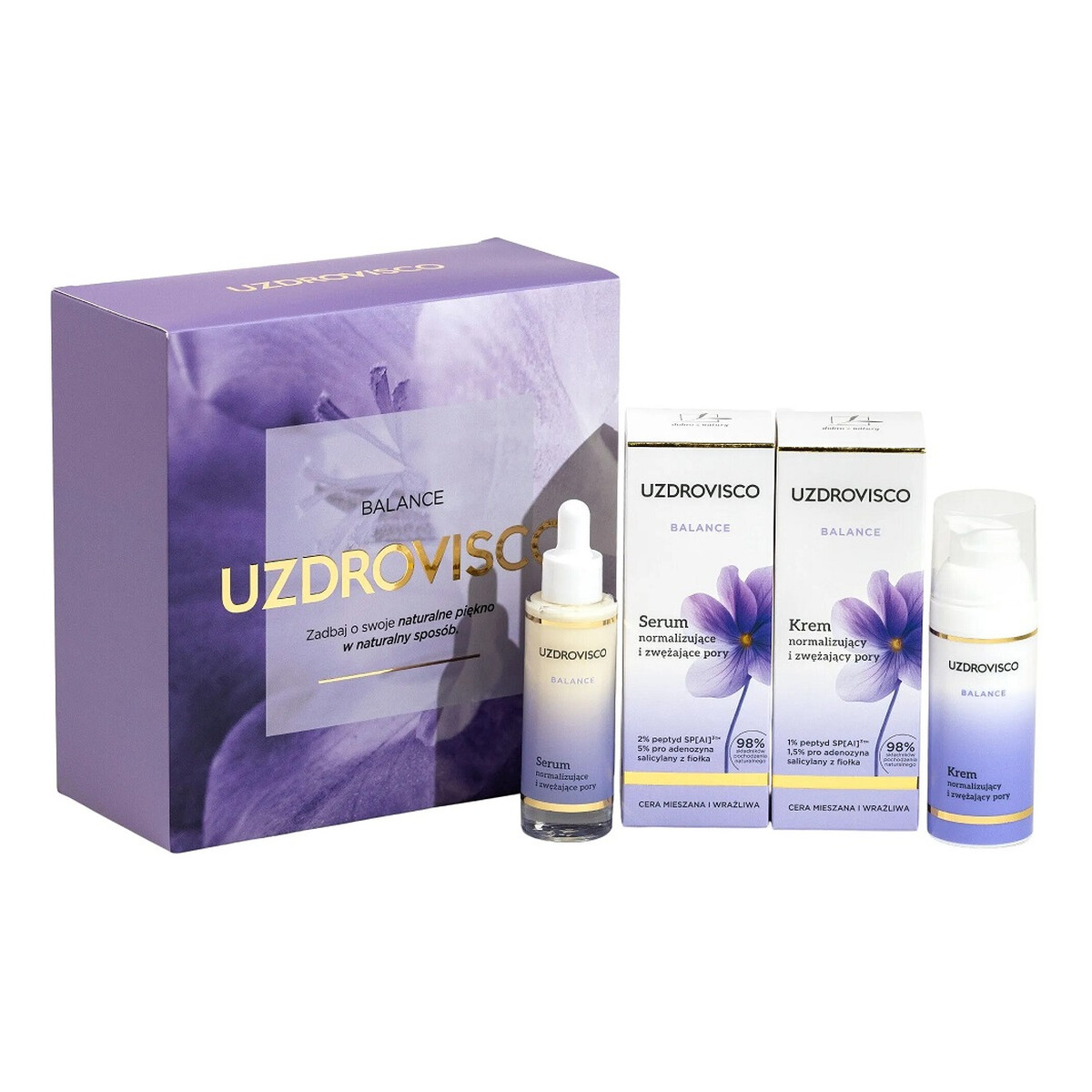 Uzdrovisco Balance Zestaw krem normalizujący 50ml + serum normalizujące 30ml