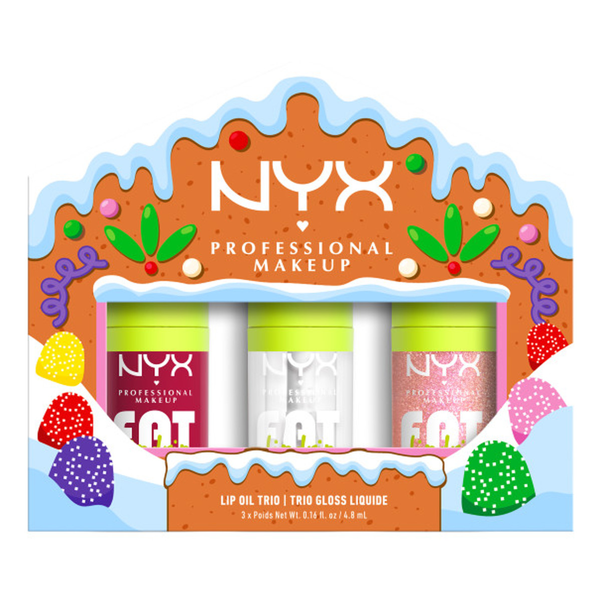 NYX Professional MakeUp Holiday Fat Oil Trio Kit Zestaw olejków do ust 3x4.8ml 14.4ml