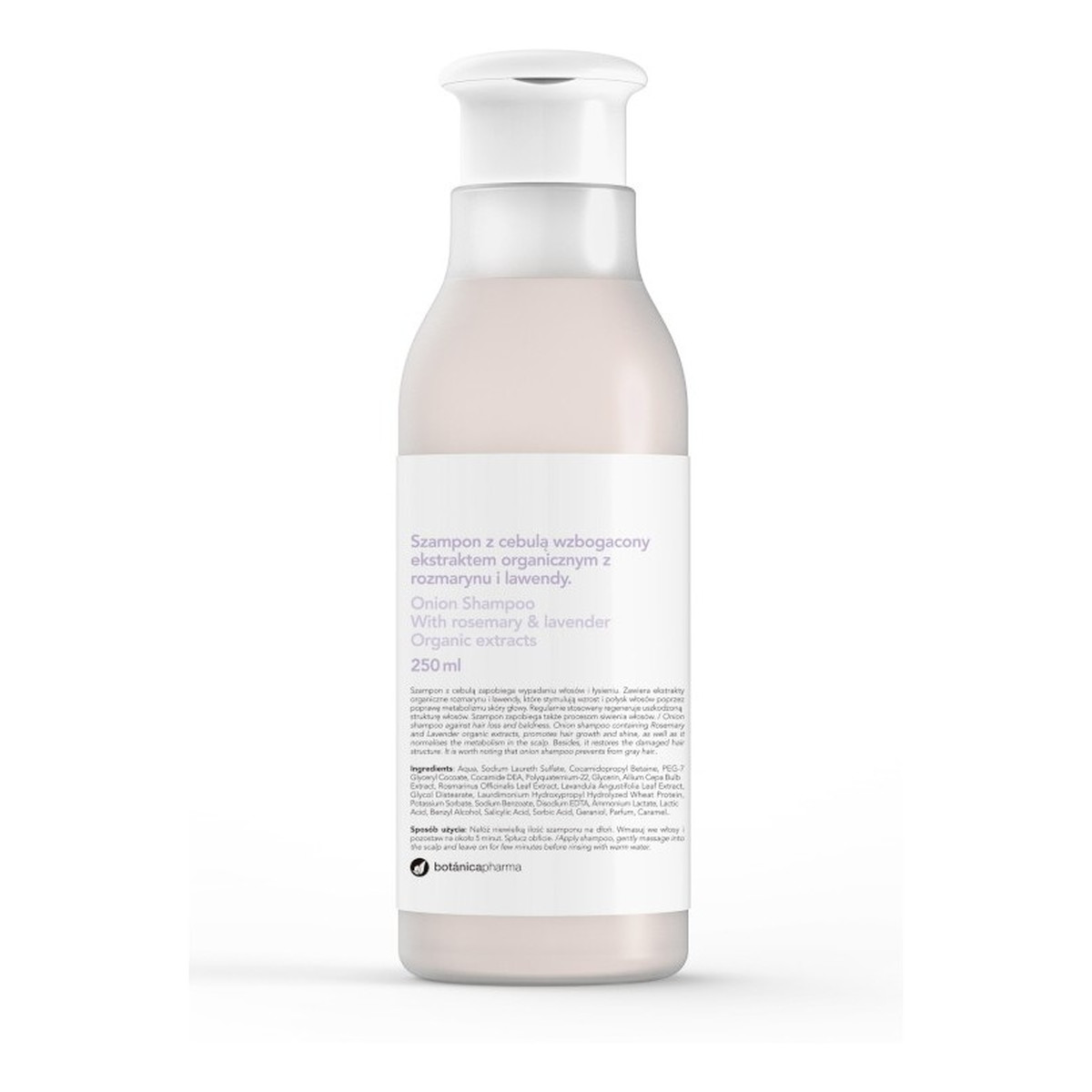 Botanicapharma Onion Shampoo - Szampon do włosów z cebulą wzbogacony ekstraktem organicznym z rozmarynu i lawendy 250ml