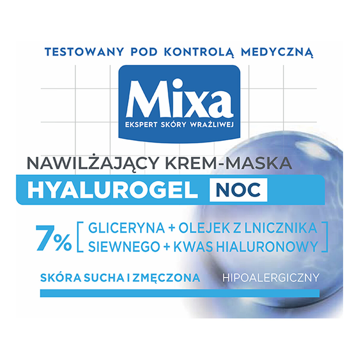 Mixa Ekspert Skóry Wrażliwej Hyalurogel Nocna Odbudowa nawilżający krem-maska na noc 50ml