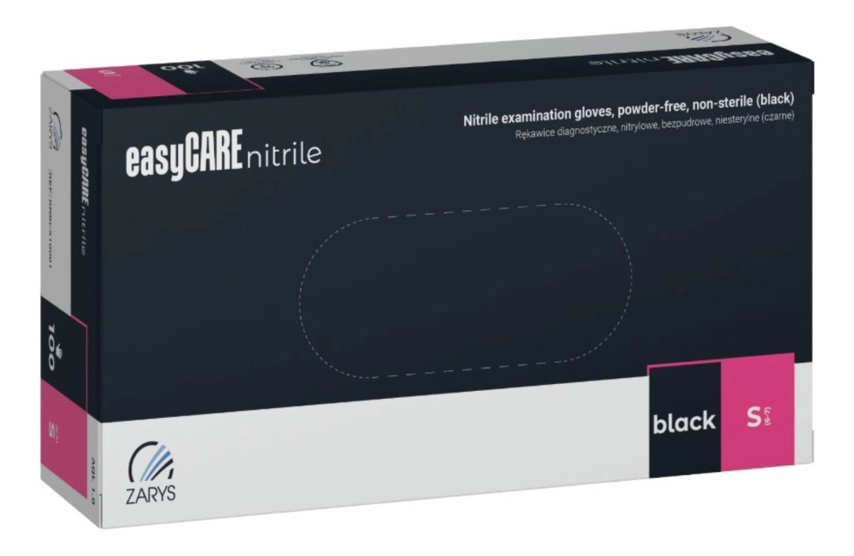 Rękawice diagnostyczne Nitrylowe bezpudrowe niesterylne czarne S 100szt.