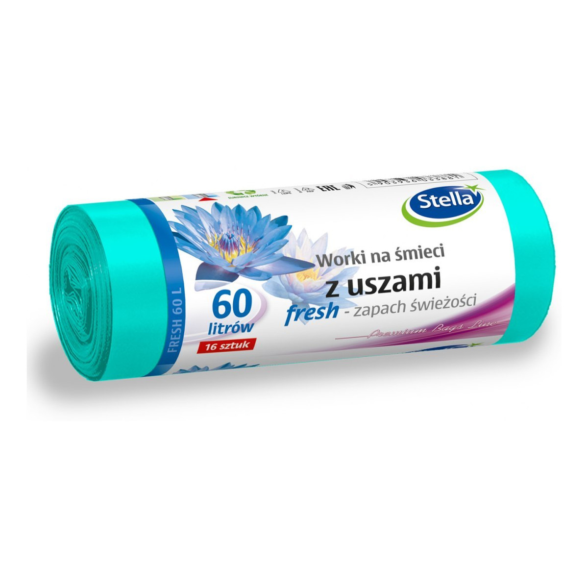 Stella Worki na śmieci z uszami - Fresh zapach świeżości 1 op. - 16 szt 60 l 400g