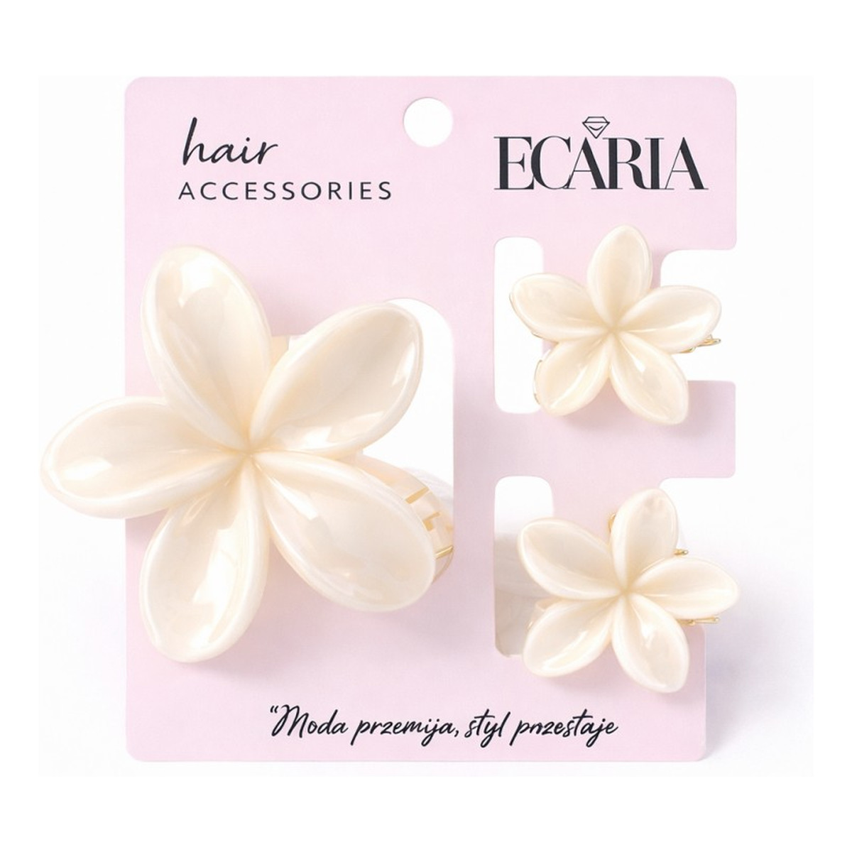 Ecarla Zestaw spinek do włosów klamer 3w1 kwiat xl + 2 szt. mini spinek sp442