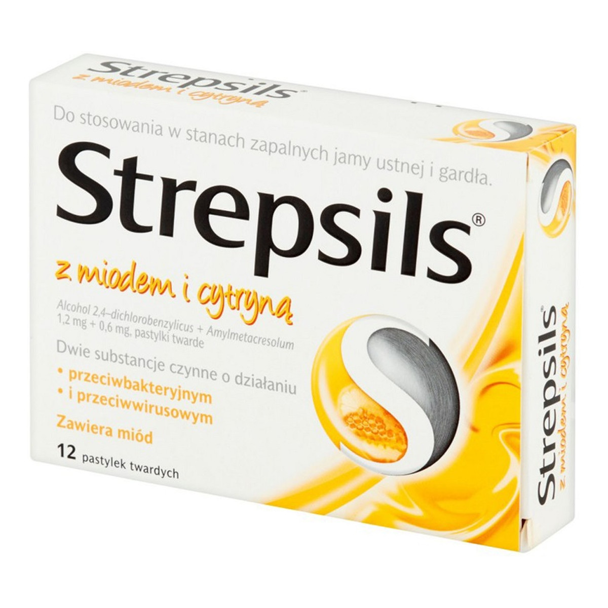 Strepsils Pastylki do ssania z miodem i cytryną 12szt.
