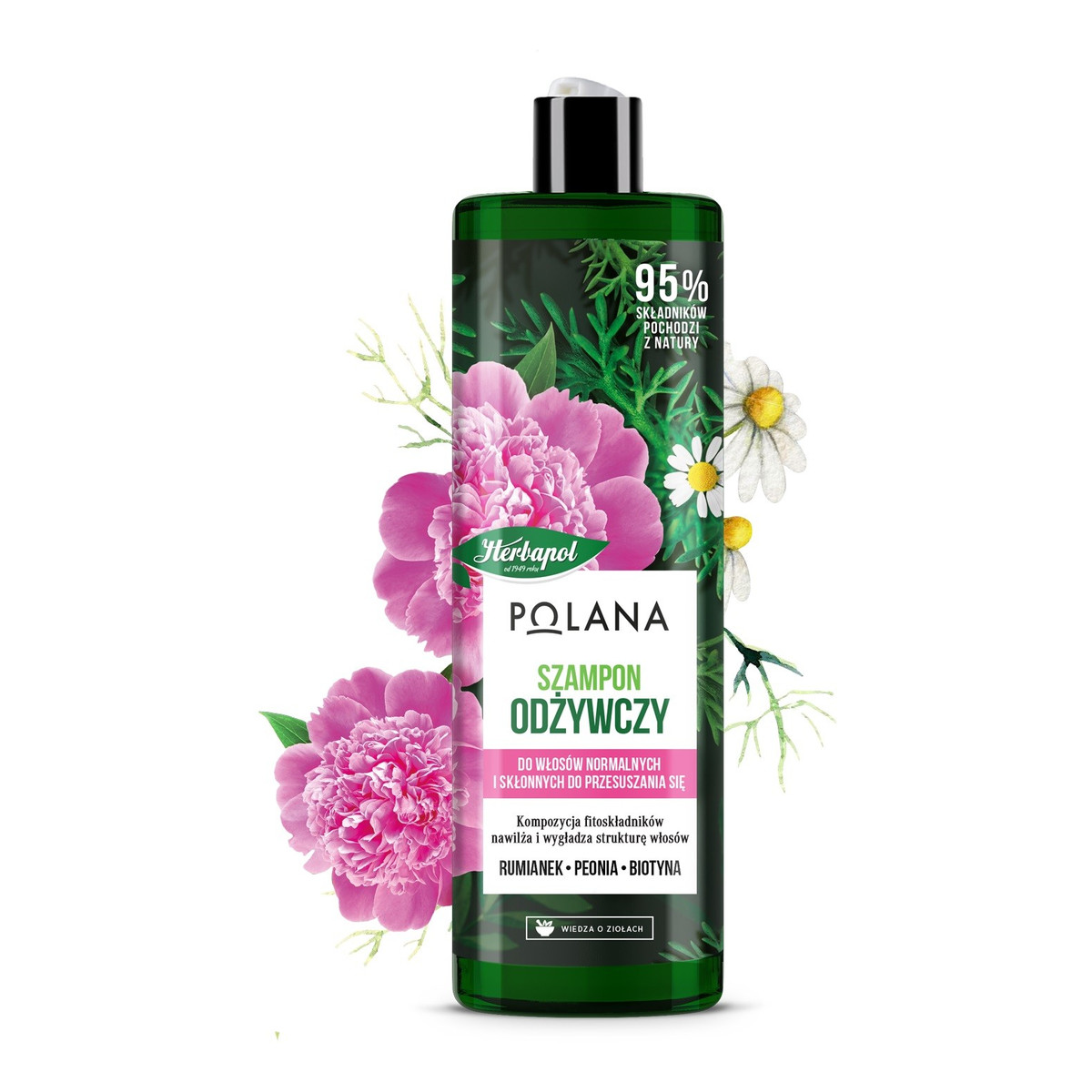 Herbapol Polana Szampon odżywczy do włosów - Rumianek & Peonia & Biotyna 400ml