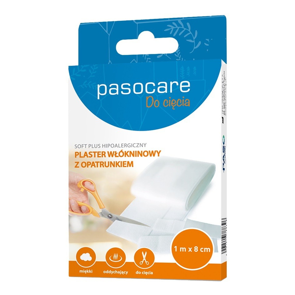 Pasocare Soft Plus Hipoalergiczny Plaster włókninowy z opatrunkiem - do cięcia 1m x 8cm