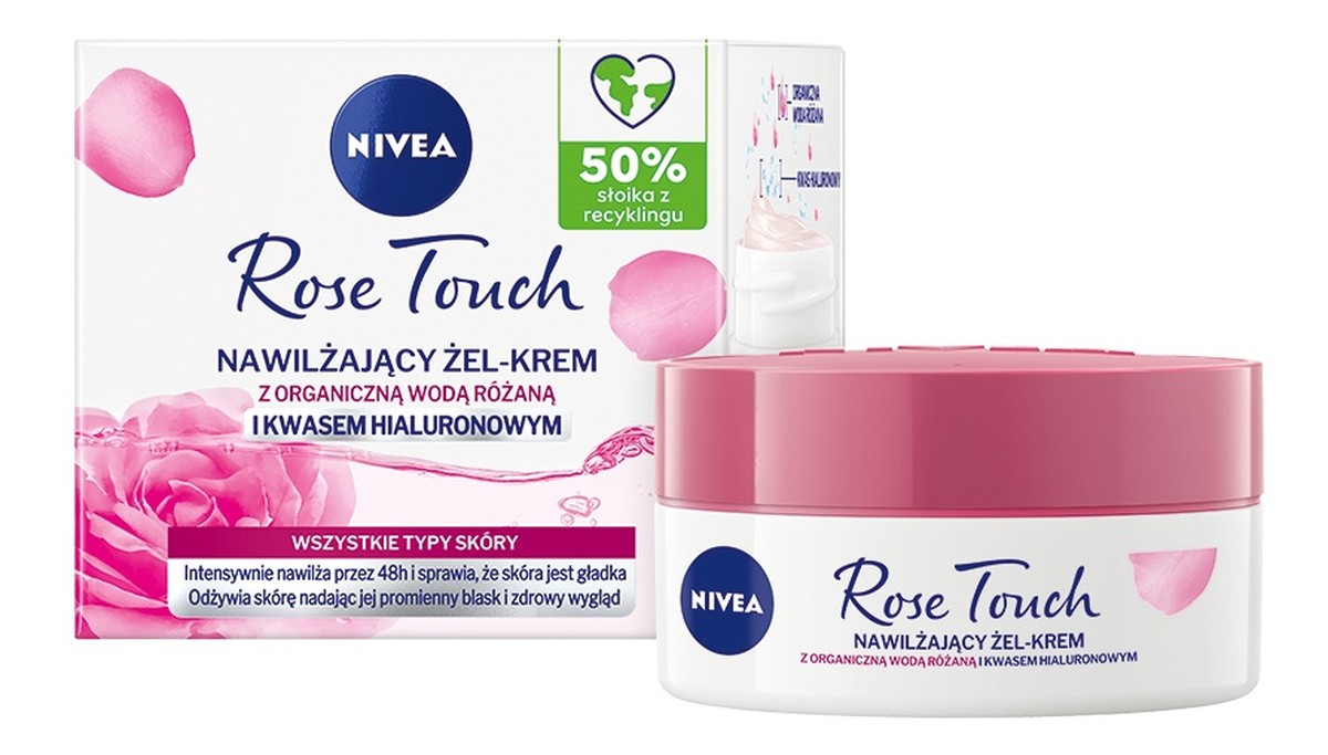 nawilżający żel-krem z organiczną wodą różaną