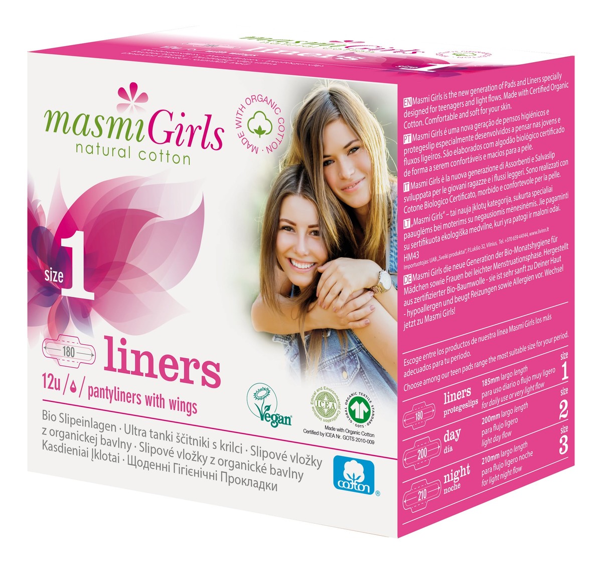 Girls wkładki higieniczne 100% bawełny organicznej 12 szt