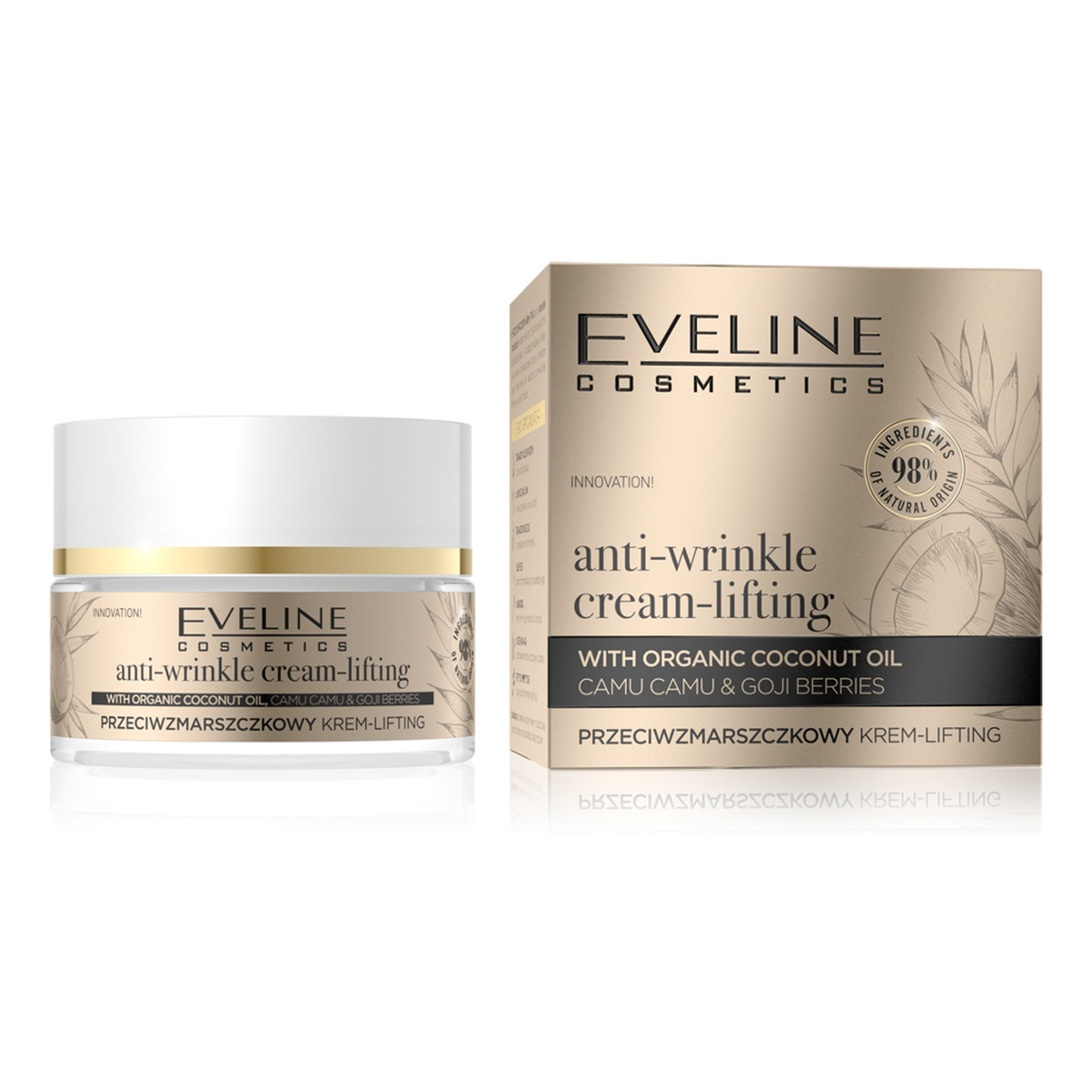 Eveline Organic Gold Anti-Wrinkle Cream-Lifting przeciwzmarszczkowy Krem liftingujący na dzień i na noc 50ml