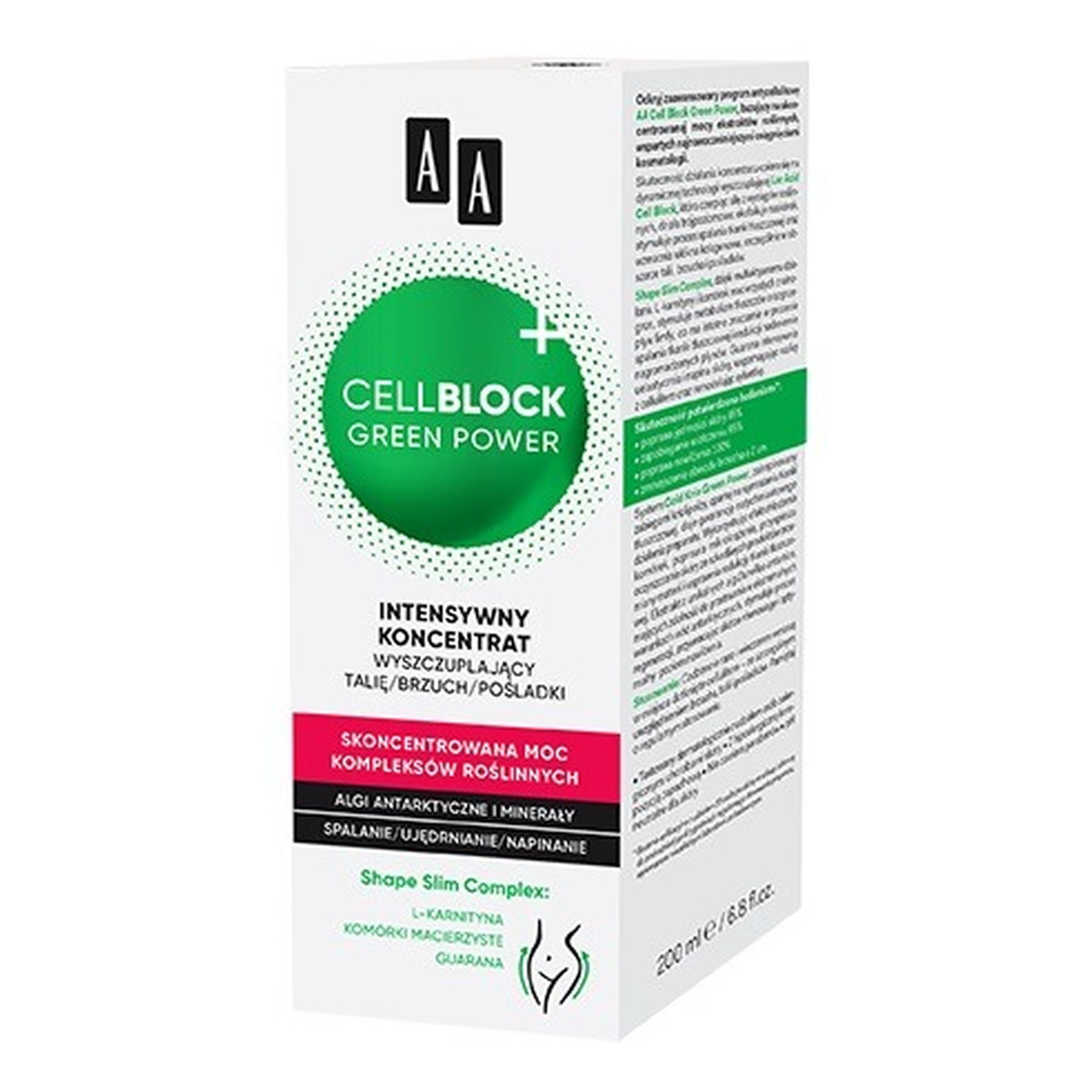 AA Cell Block Green Power Intensywny koncentrat wyszczuplający talię ,brzuch i pośladki 200ml