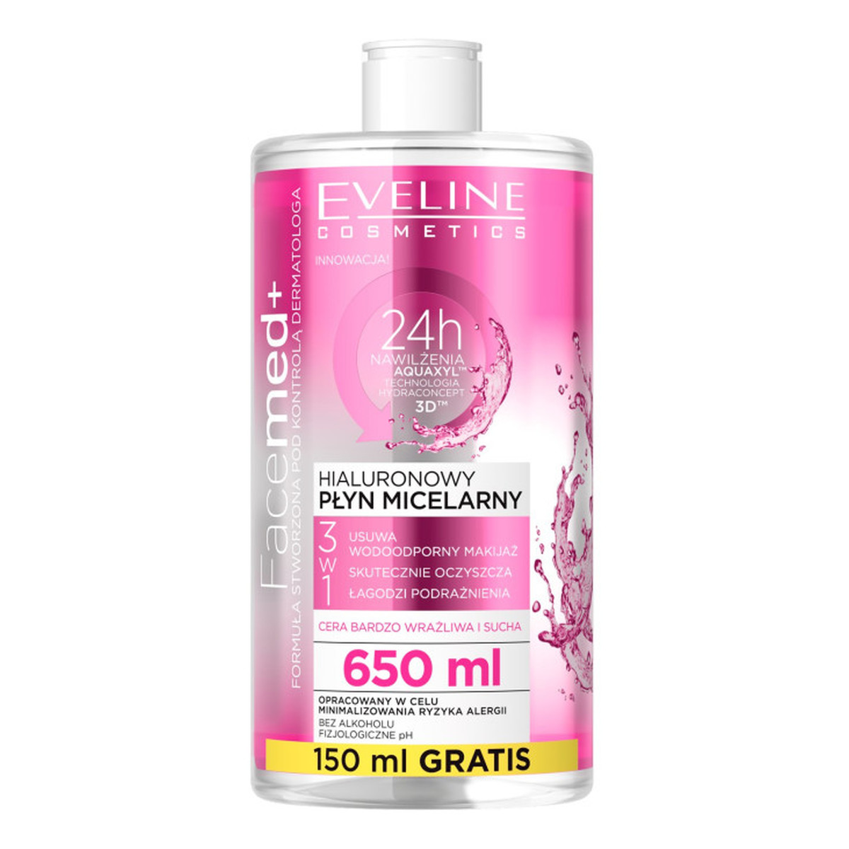 Eveline Facemed+ HIALURONOWY PŁYN MICELARNY 3W1 650ml